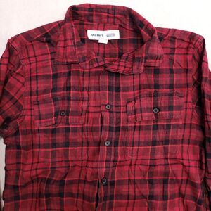 Old Navy Tartan Flannel Long Sleeve Button Shirt Mens Size Small S Red Black